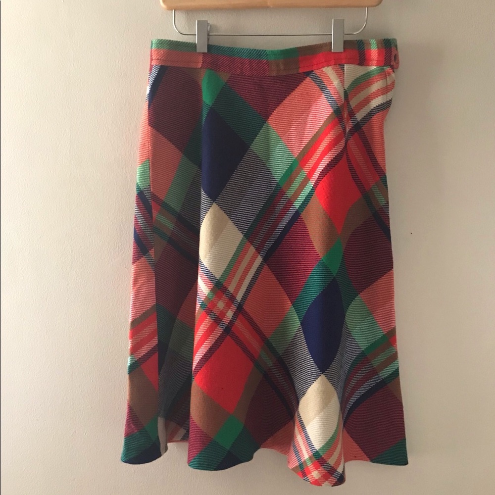 Dreamy Vintage Plaid Wool Midi Skirt